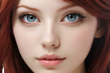 AI girl with red hair wallpaper