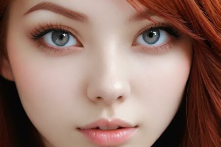 AI girl with red hair wallpaper