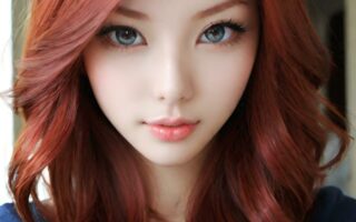 AI girl with red hair wallpaper