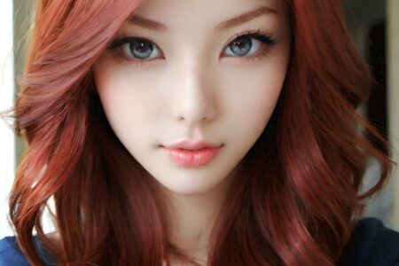 AI girl with red hair wallpaper