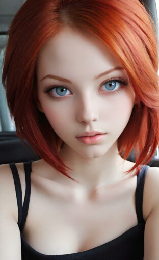 AI girl with red hair wallpaper