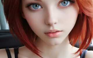 AI girl with red hair wallpaper
