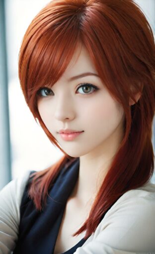 AI girl with red hair wallpaper