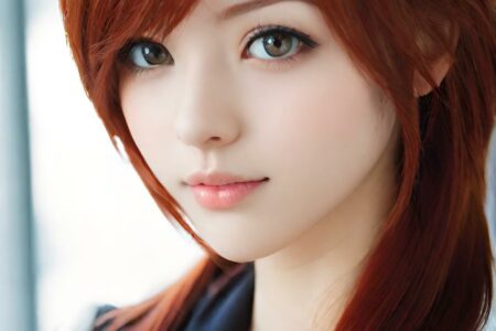 AI girl with red hair wallpaper