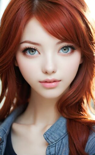 AI girl with red hair wallpaper