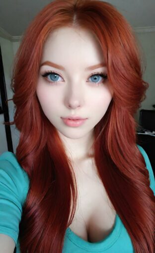 AI girl with red hair wallpaper