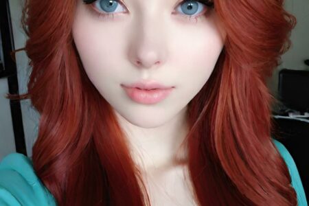 AI girl with red hair wallpaper