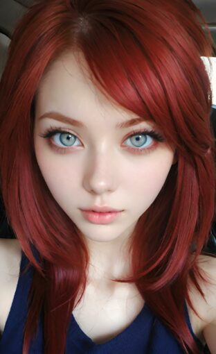 AI girl with red hair wallpaper