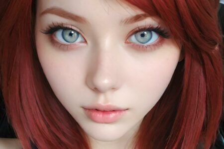 AI girl with red hair wallpaper