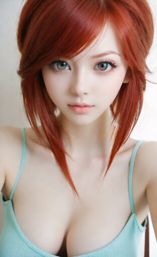 AI girl with red hair wallpaper