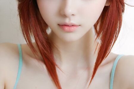 AI girl with red hair wallpaper