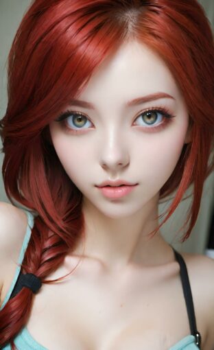AI girl with red hair wallpaper