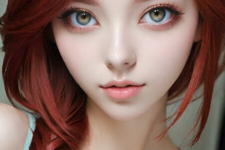 AI girl with red hair wallpaper