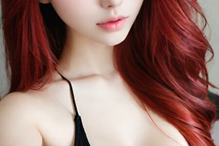 AI girl with red hair wallpaper