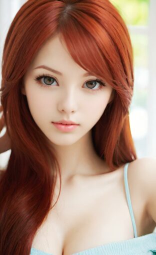 AI girl with red hair wallpaper