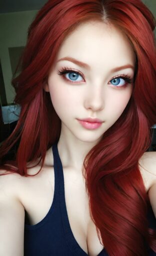 AI girl with red hair wallpaper