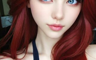 AI girl with red hair wallpaper
