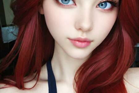 AI girl with red hair wallpaper