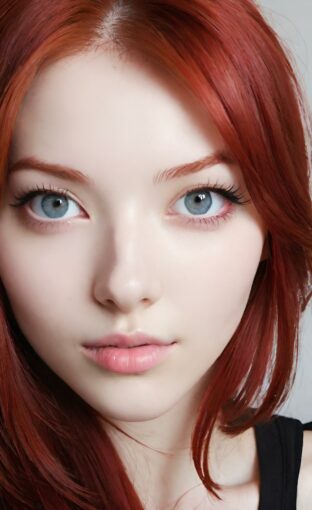 AI girl with red hair wallpaper