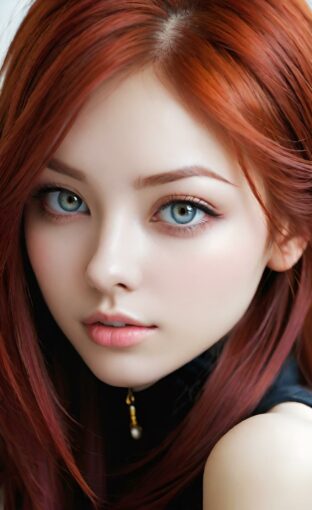 AI girl with red hair wallpaper