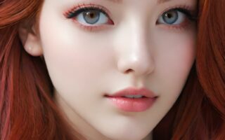 AI girl with red hair wallpaper