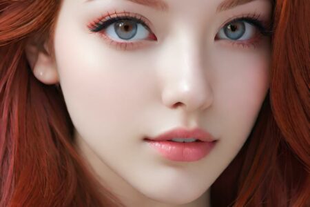 AI girl with red hair wallpaper