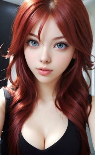 AI girl with red hair wallpaper
