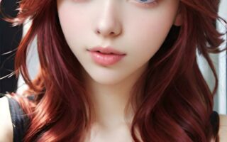 AI girl with red hair wallpaper