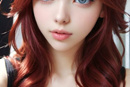 AI girl with red hair wallpaper