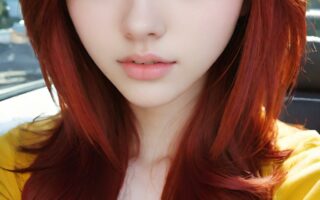 AI girl with red hair wallpaper