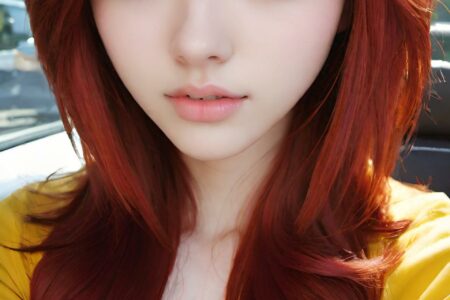 AI girl with red hair wallpaper