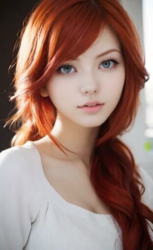 AI girl with red hair wallpaper