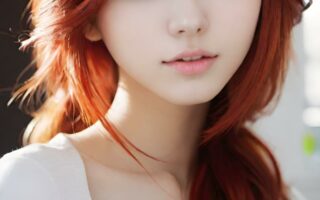 AI girl with red hair wallpaper