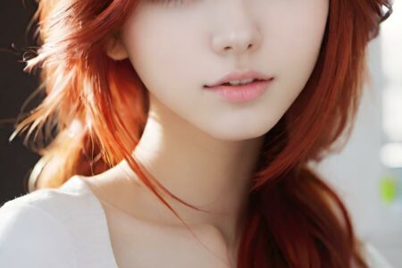AI girl with red hair wallpaper