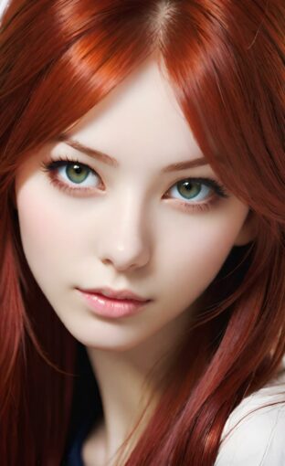 AI girl with red hair wallpaper