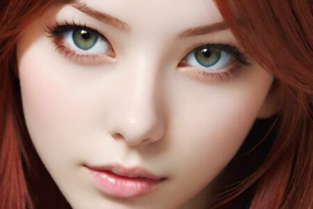 AI girl with red hair wallpaper