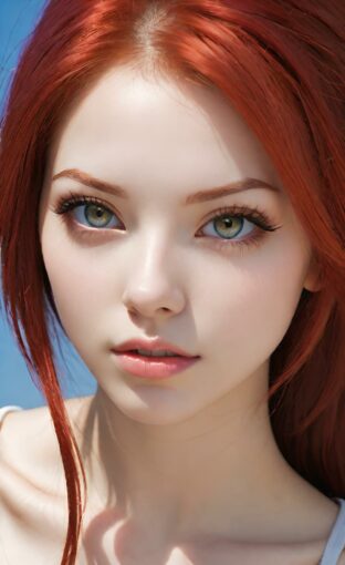 AI girl with red hair wallpaper