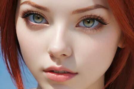 AI girl with red hair wallpaper