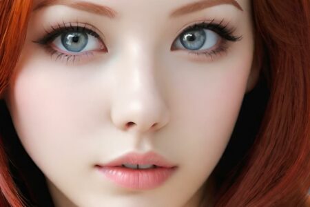 AI girl with red hair wallpaper