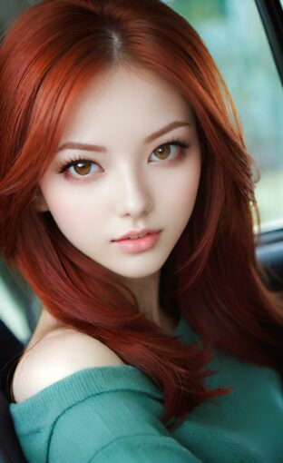 AI girl with red hair wallpaper