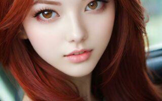 AI girl with red hair wallpaper