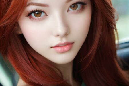 AI girl with red hair wallpaper