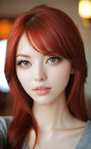 AI girl with red hair wallpaper