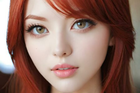 AI girl with red hair wallpaper