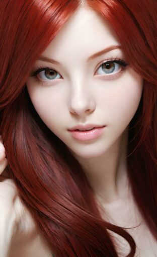 AI girl with red hair wallpaper