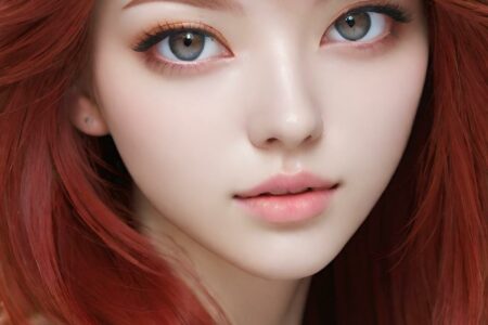 AI girl with red hair wallpaper