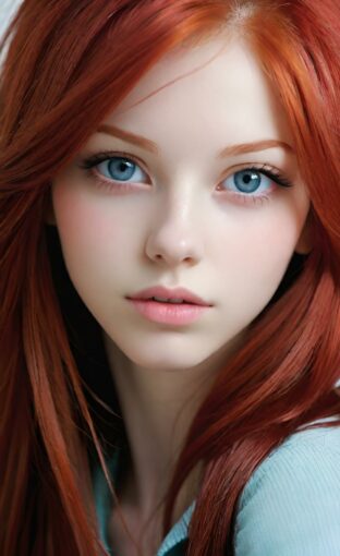 AI girl with red hair wallpaper