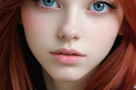 AI girl with red hair wallpaper