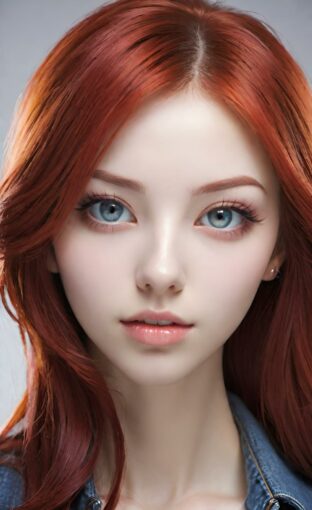 AI girl with red hair wallpaper