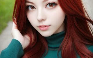 AI girl with red hair wallpaper